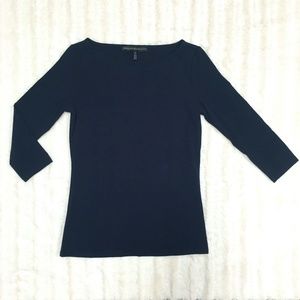WHBM Navy 3/4 Length Sleeve Top - Sz XS